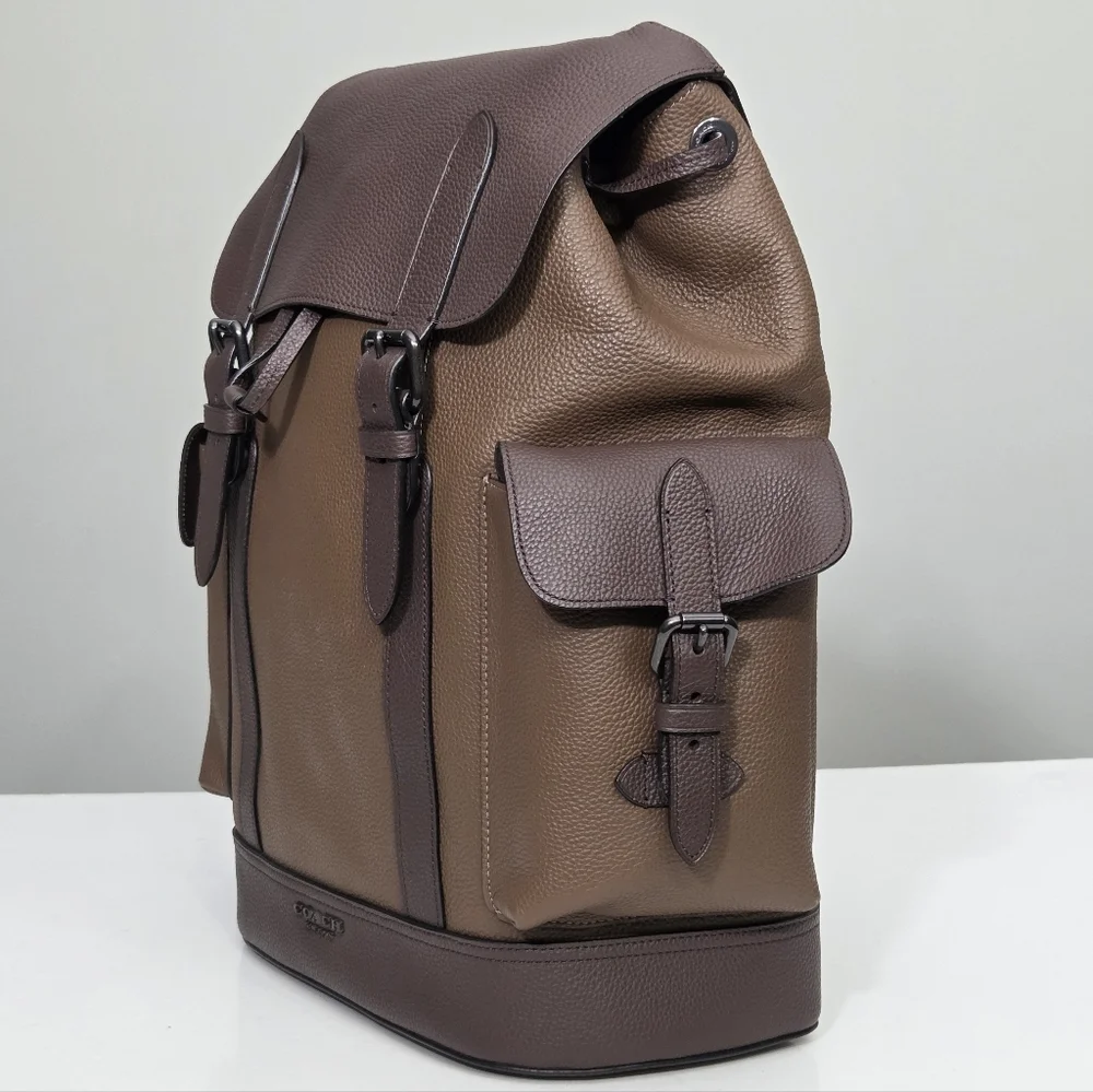 LIKE NEW COACH HUDSON BACKPACK BAG IN COLORBLOCK - GUNMETAL TOBACCO MAHOGANY
